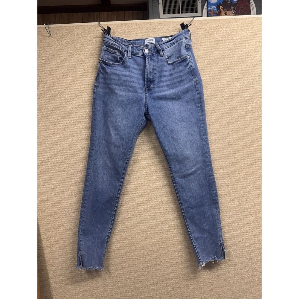 Kensie Luxe High Rise Skinny Jeans Vtg Sz 10/30 Blue Distressed Denim Slit Hem